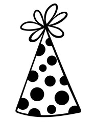 Party Hat with Polka Dot Pattern and Pom-Pom Standing Upright 
