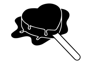 Melting Heart-Shaped Ice Cream on Stick