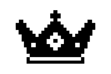 Fototapeta premium Pixel Art Black and White Royal Crown Illustration