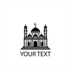 Obraz premium Minimalist Mosque Vector Logo with Dome and Minaret Isolated on White