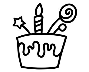 Birthday Cake with Candle, Star and Lollipop Decorations
