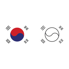 South Korea Flag Icon Vector Design.