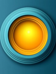 Abstract Concentric Circles with Gradated Orange Center and Teal Edges