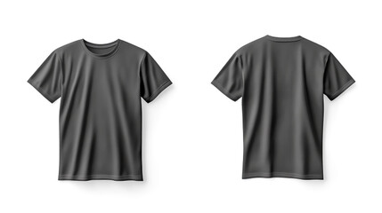 Blank black t-shirt mockup, front and back view, ready for design. Isolated on white background