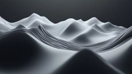 Abstract grayscale mountain landscape design.
