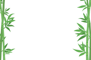 Tropical Bamboo Frame with Green Leaves on White Background. Design Template for Spa Flyers, Eco Posters, Wellness Concept. Asian Style Borders, Vector Illustration
