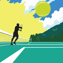 Vector silhouette illustration of a woman and boy running and dancing in a business and sport-themed concept – blending fitness, competition, and cartoon energy for dynamic people-focused creative des