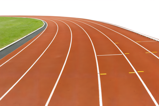 Running track with lanes isolated with transparent background