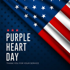 National Purple Heart Day August 7 Background Vector Illustration