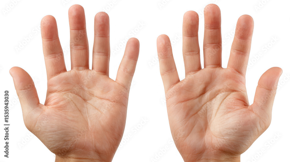 Poster two open hands with palms facing forward are presented against a transparent background, showcasing 