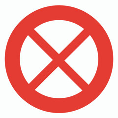 A red circle with a red X in the center