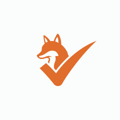 Obraz premium Orange fox head and a check mark both elements are interconnected forming a unified design