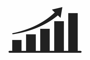 Black Solid Growth Graph Icon Upward Trend Chart vector 1