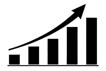 Black Solid Growth Graph Icon Upward Trend Bars chart