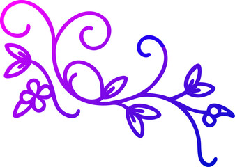 Obraz premium Purple Blue Gradient Floral Flourish Silhouette vector