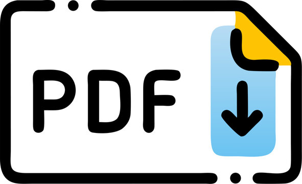 Black P D F Download Icon White Background Yellow Blue