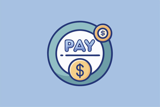 Blue Circular Pay Per Click Icon with Gold Dollar Coins
