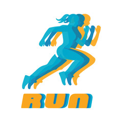 Running colorful vector silhouette.