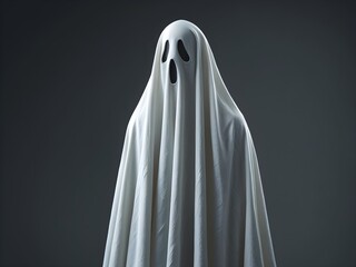 A Whimsical, Translucent Ghost with a Playful Expression, Floating in a Misty Background, Evoking a Spooky Yet Fun Atmosphere