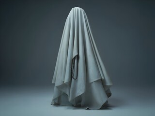A Whimsical, Translucent Ghost with a Playful Expression, Floating in a Misty Background, Evoking a Spooky Yet Fun Atmosphere