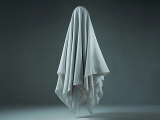 A Whimsical, Translucent Ghost with a Playful Expression, Floating in a Misty Background, Evoking a Spooky Yet Fun Atmosphere