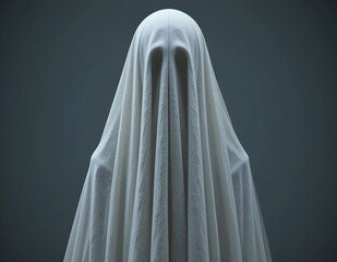 A Whimsical, Translucent Ghost with a Playful Expression, Floating in a Misty Background, Evoking a Spooky Yet Fun Atmosphere