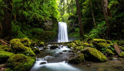 Lush waterfall in a forest
