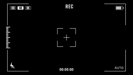 Camera viewfinder screen interface with full battery and a focus point. Ideal for simulating camera or video recording. - Powered by Adobe