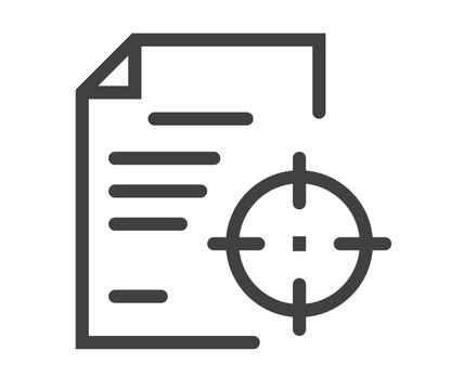 Target searching analytics line art outline icon concept. Vector flat graphic design illustration