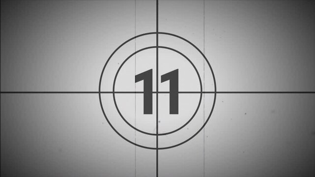 15 seconds old film countdown animation with white background. Countdown movie from 15 to 0 number.  4k footage video animation