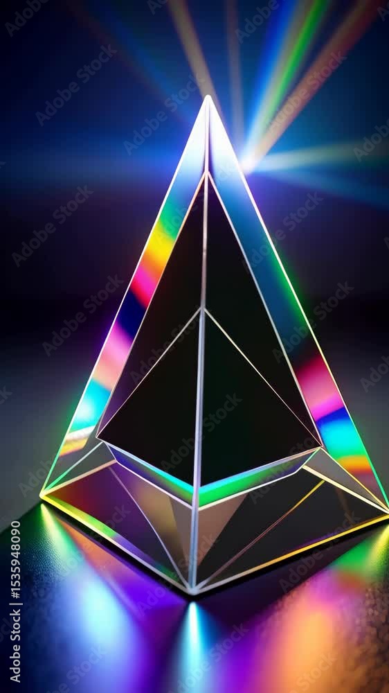 Poster iridescent prism refracting colorful light beams in a studio setting creating vibrant spectrums and 