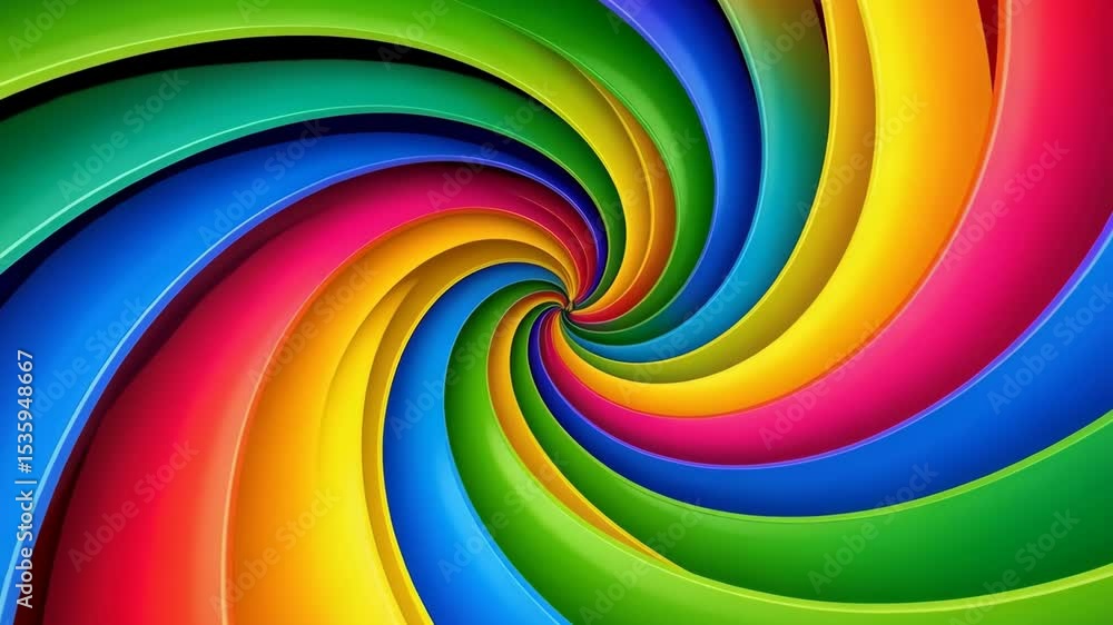 Poster vibrant colorful vortex visual featuring spiraling rainbow spectrum gradient illustration. a fluid m