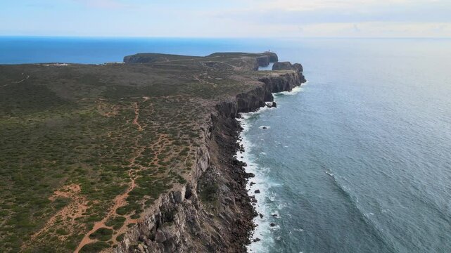 The aerial view of Cabo de S&atilde;o Vicente in Portugal