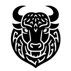 Black Bull Head Tribal Tattoo Design Vector Illustration