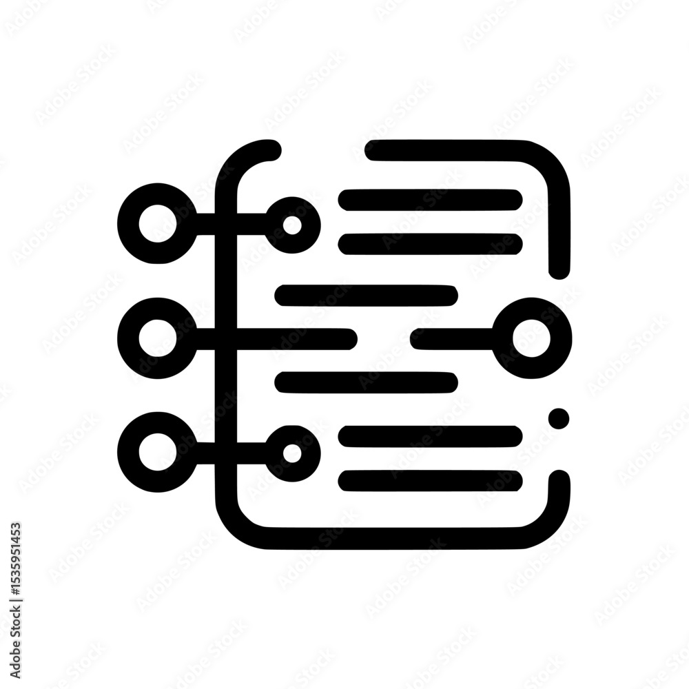 Poster data points connected to a document, illustrating data integration or record-keeping.