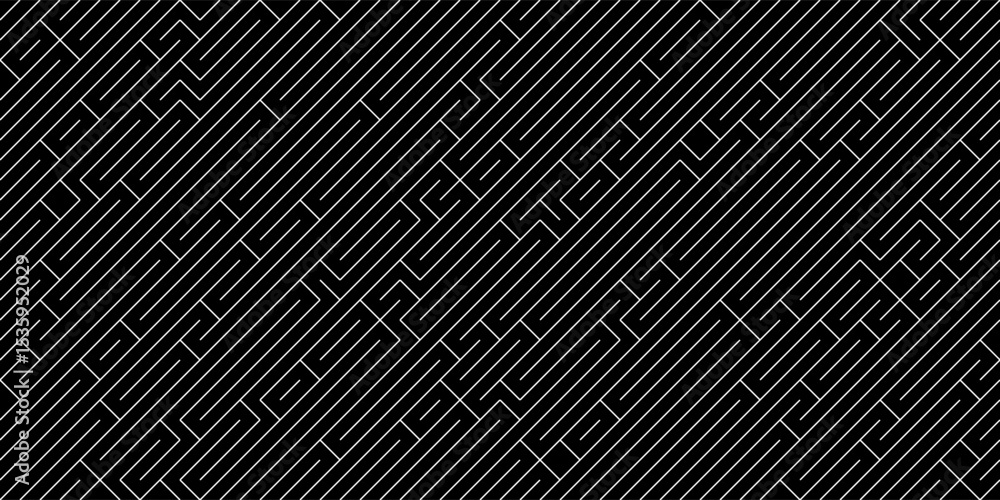 Aufkleber black slant parallel dynamic random line elements in seamless background texture isolated on a white