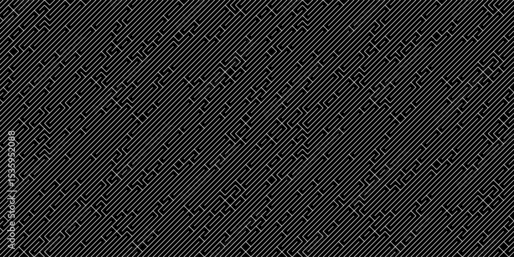Aufkleber black slant parallel dynamic random line elements in seamless background texture isolated on a white