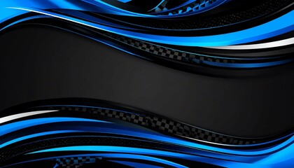 Abstract blue racing stripe background with checkered accents - ideal for website backgrounds