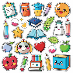 Cute school supplies and objects
