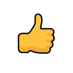 A yellow hand with thumb up gesture on a black background with a white outline effect around it on transparent background