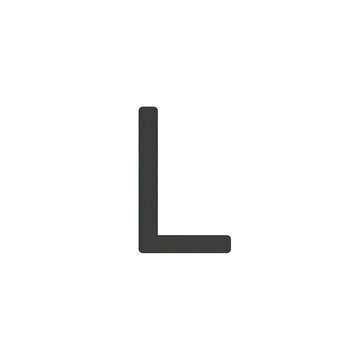 Isolated gray letter l with rounded edges on a black background in simple graphic representation on transparent background
