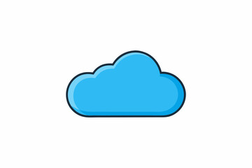 Bright Blue Minimalist Cloud Icon Simple Design symbol 1