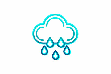 Glowing Neon Blue Rain Cloud Icon Graphic turquoise