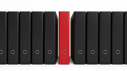 Black and red office binders arrangement