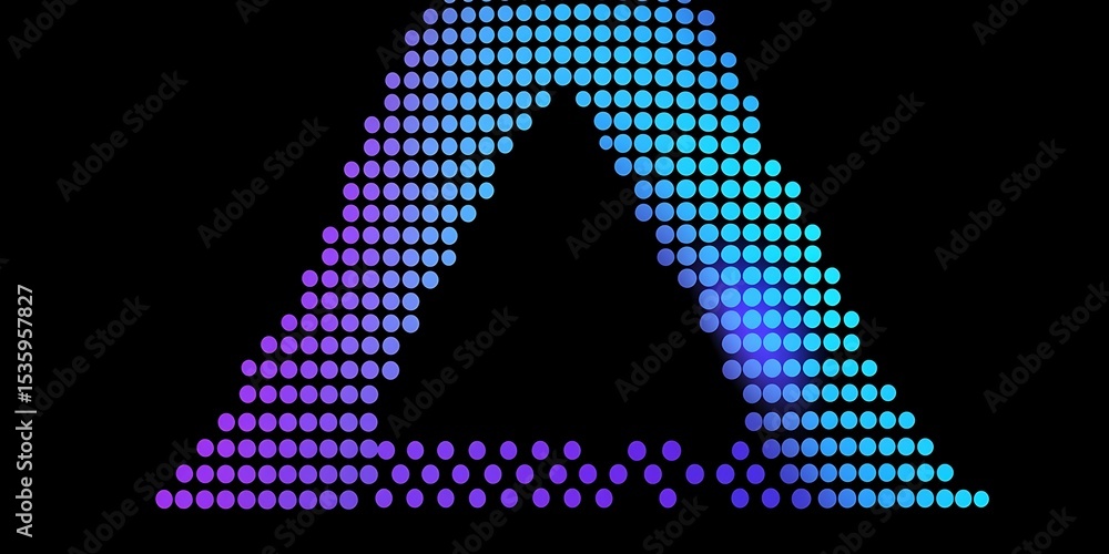Poster Abstract Triangle Shape with Gradient Dots on Black Background Design