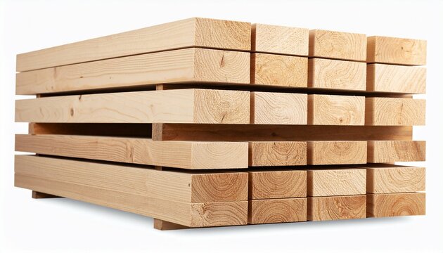 Stacked lumber on white background - perfect for editorial use