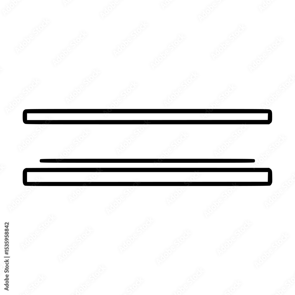 Aufkleber two parallel lines with a smaller line in between, simple black and white illustration.