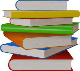 isolated stack of colorful books