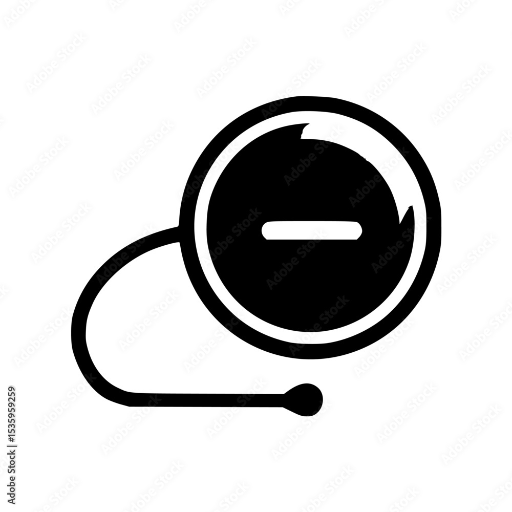 Aufkleber black and white icon of a round object with a minus sign and a connected cord.