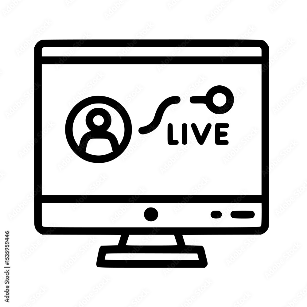 Fototapete a computer monitor displays a live video stream with a user icon and a 